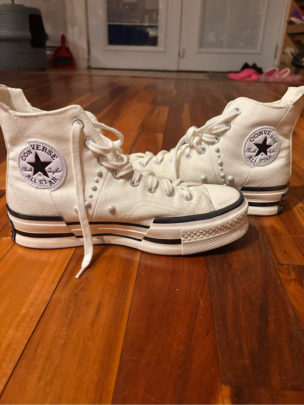 White High-Top Platform Canvas Sneakers